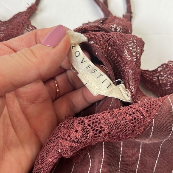 Love Stitch Blouse Tank Top Lace Striped Strappy Red and White size Large - Picture 5 of 10